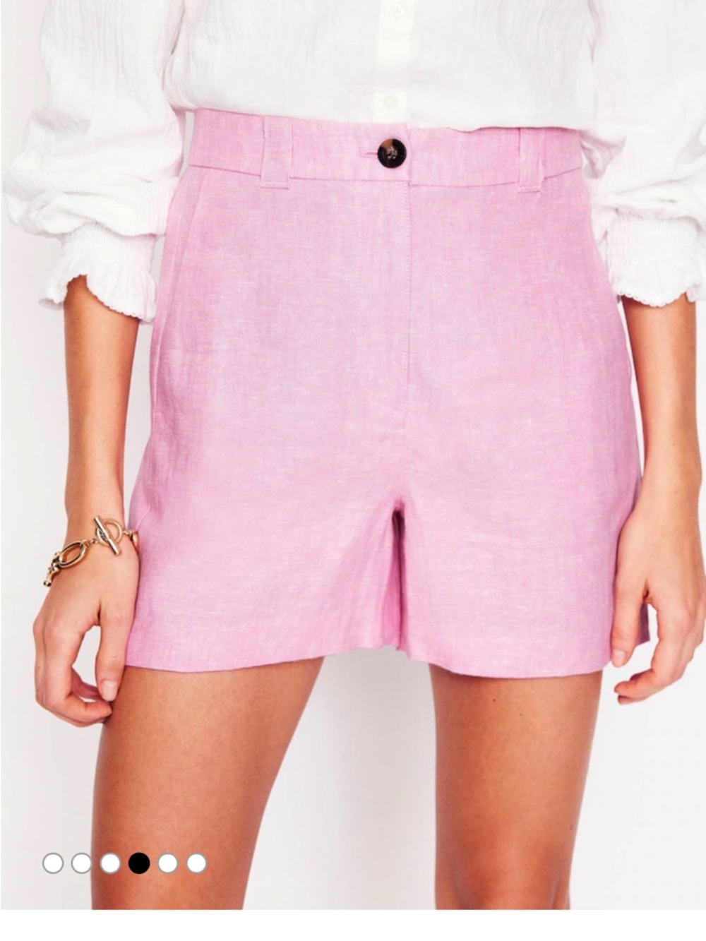 Boden Westbourne Pink High-Rise 100% Linen Shorts Size 14